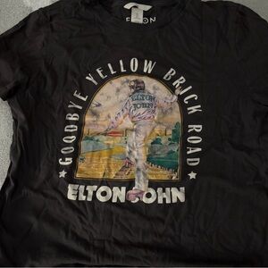 H&M Black Elton John Graphic Crop Top